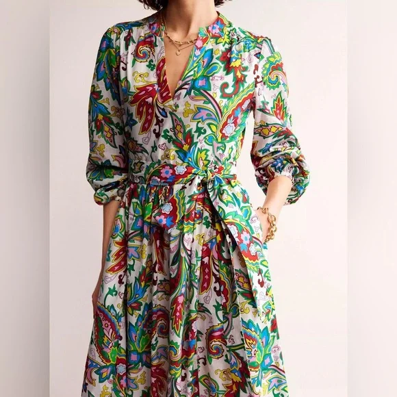 NWT Boden paisley Jen cotton midi dress - Picture 3 of 5
